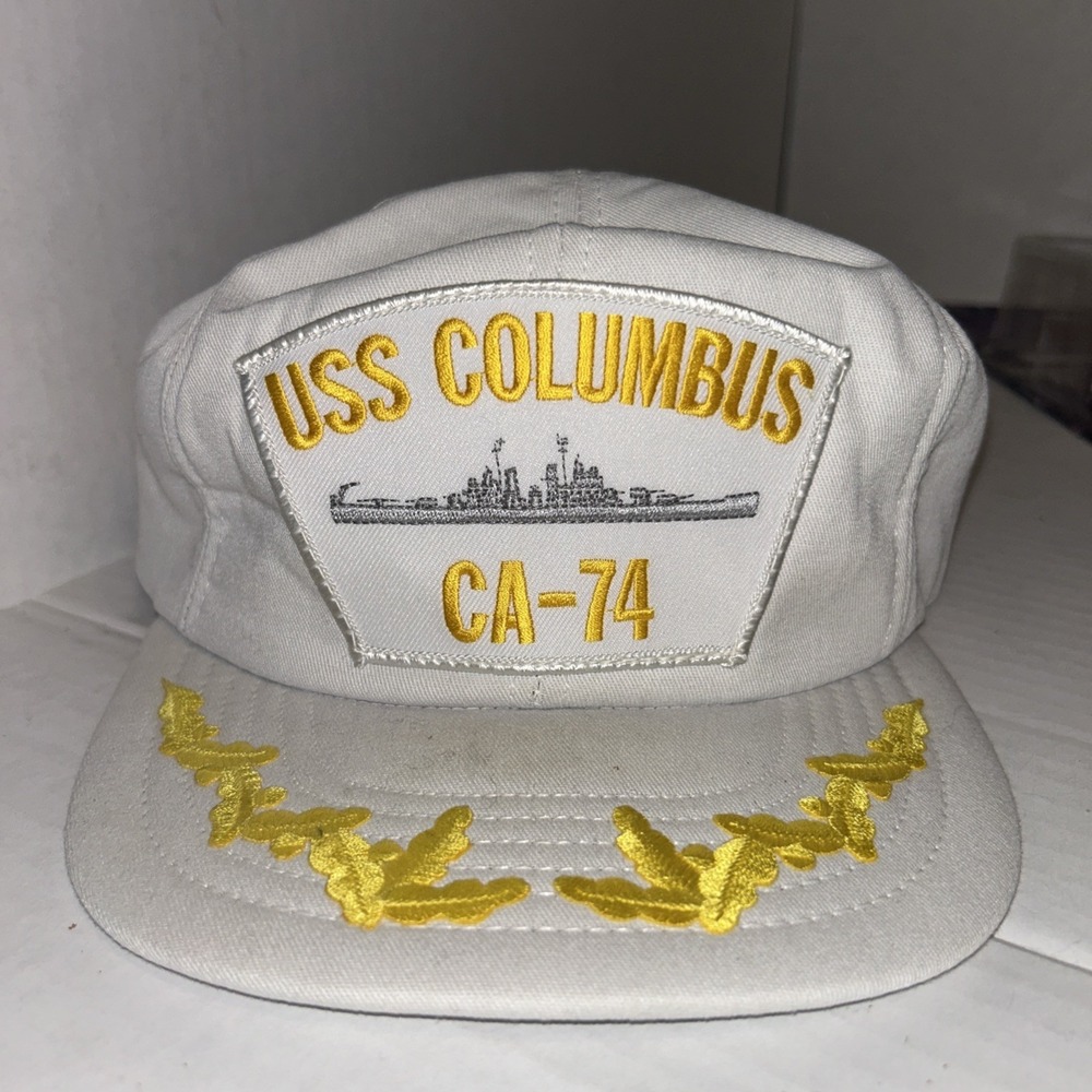 USS Columbus CA-74 Naval Snapback White & Gold Hat Northstar D1